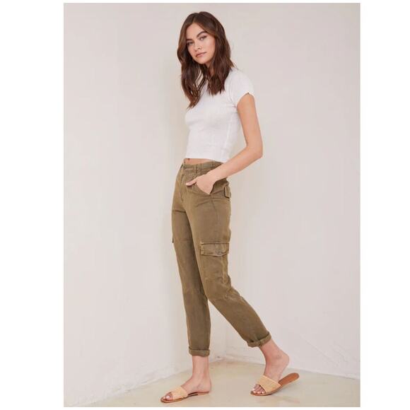 BELLA DAHL Sienna Pants Size 31 NWT Rolled Cargo Linen Blend Jogger Green Casual - Picture 2 of 16